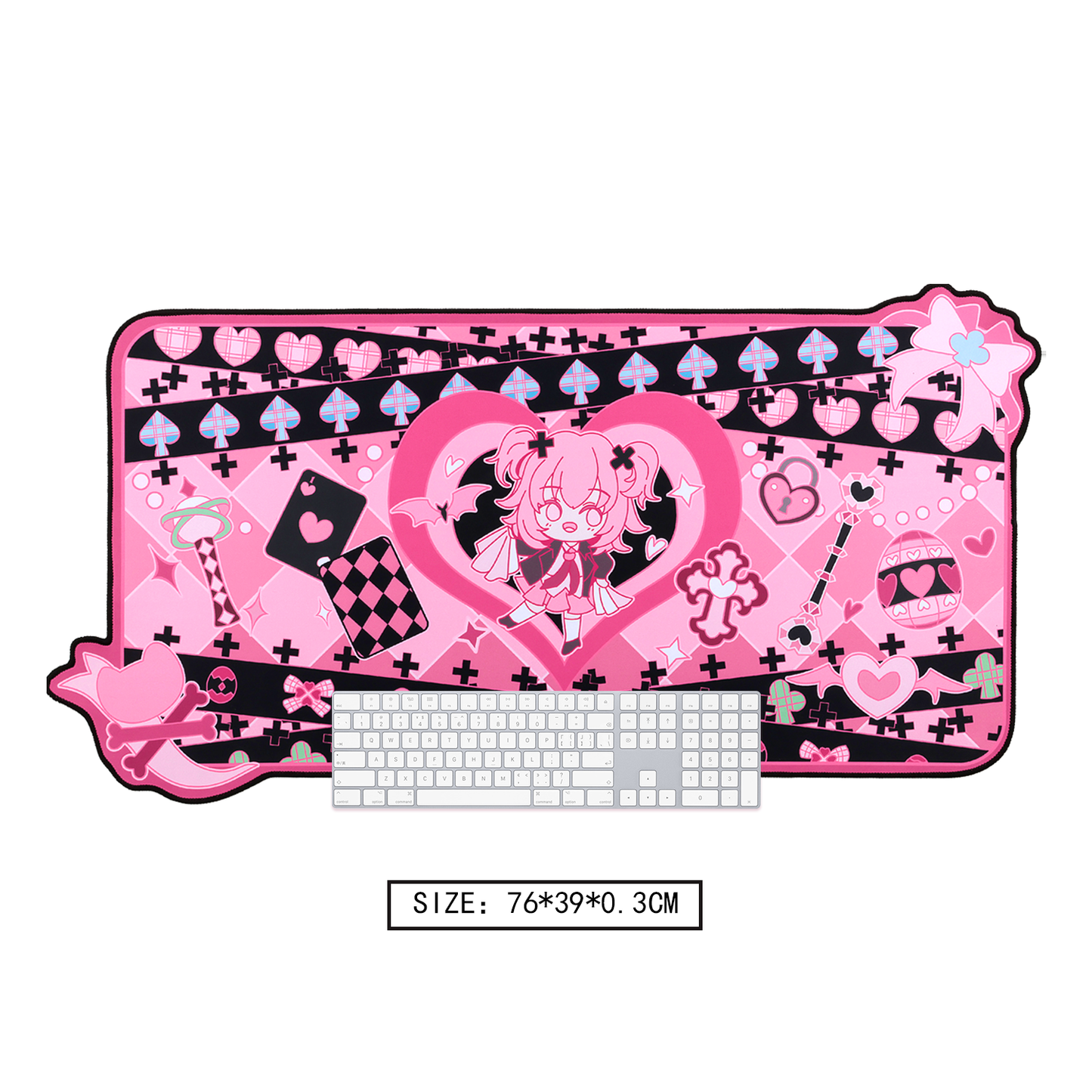 BlingKiyo Shugo Chara large mouse pad with unique design, 76x39cm, ideal for smooth mouse movement and desk aesthetics.
