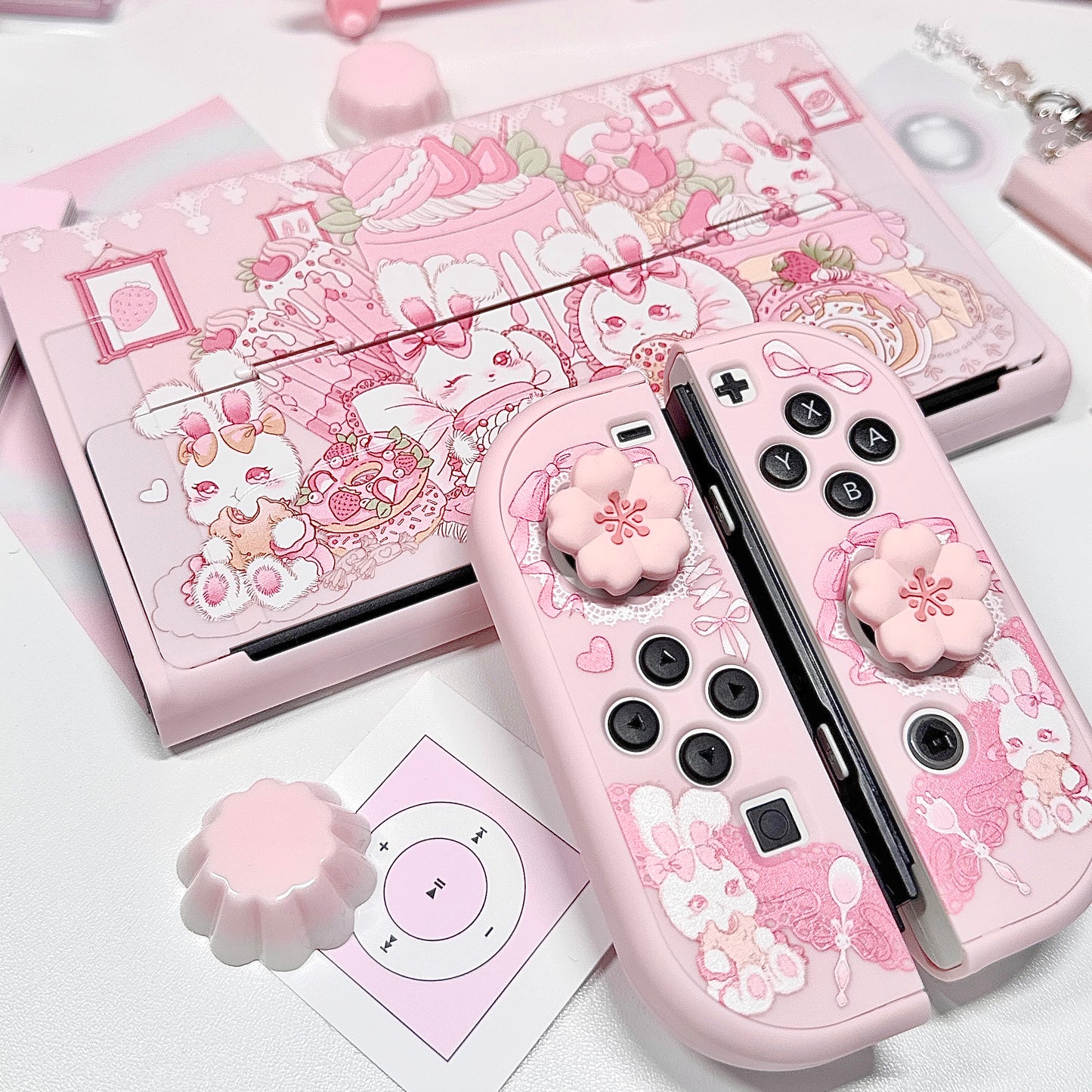 BlingKiyo Candy Bunny Protective Shell for Nintendo Switch/ Switch OLED