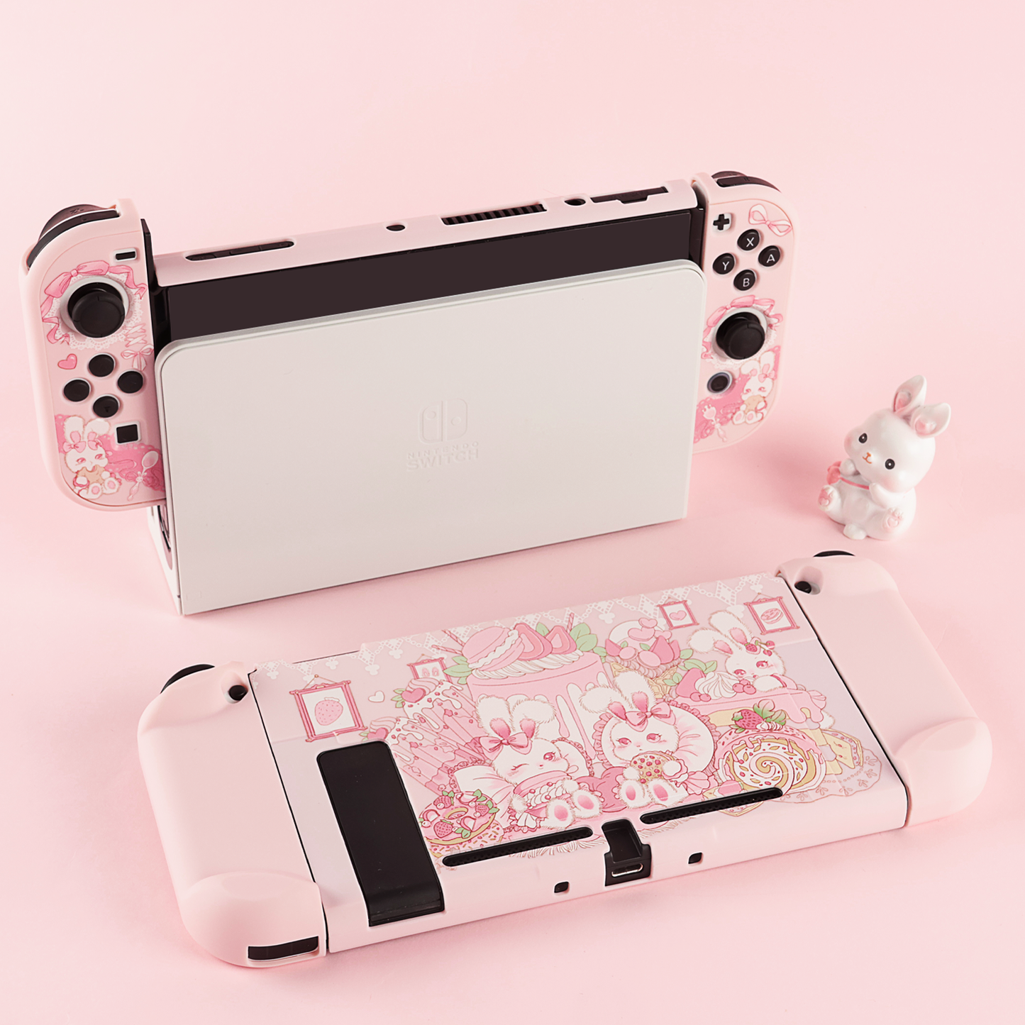 BlingKiyo Candy Bunny Protective Shell for Nintendo Switch/ Switch OLED