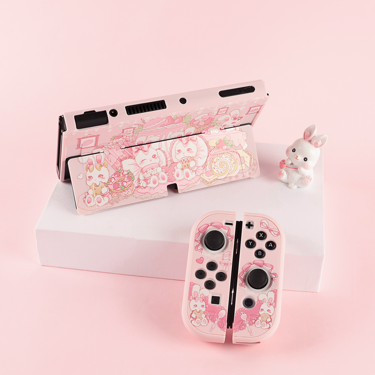 BlingKiyo Candy Bunny Protective Shell for Nintendo Switch/ Switch OLED