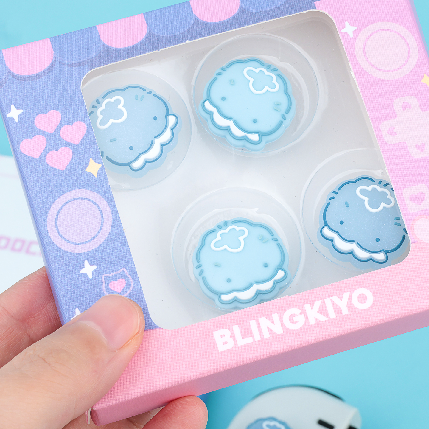BlingKiyo Glitter Jellyfish NS&NS2 Thumb Grip Caps