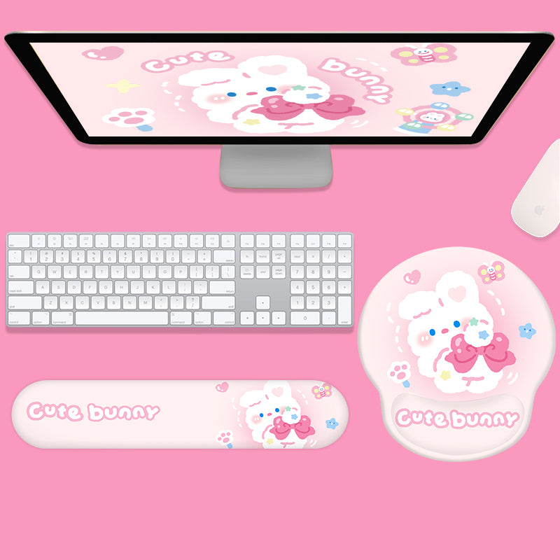 BlingKiyo Small Bowknot Bunny Mouse Pad / Desk Mat