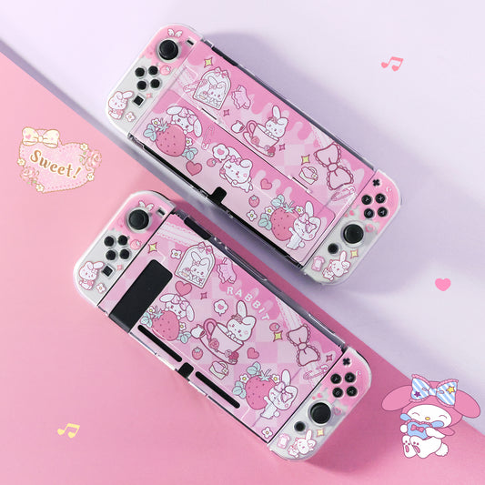 BlingKiyo Strawberry Bunny Nintendo Switch/ Switch Oled Protective Case