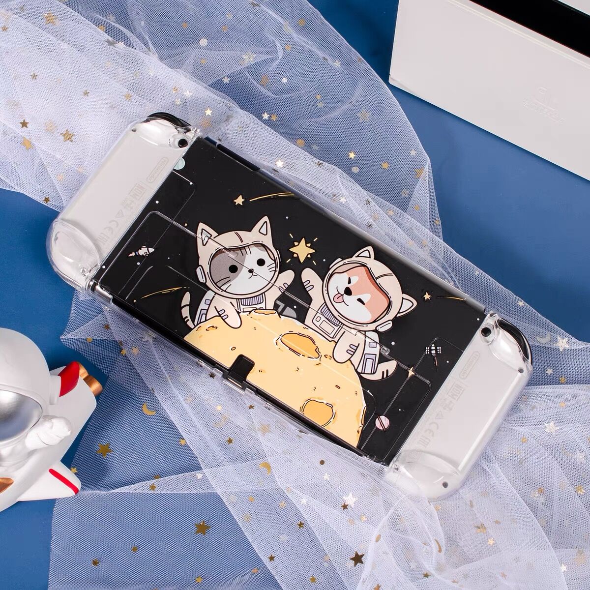BlingKiyo Astronaut Cat Protective Case for Switch OLED