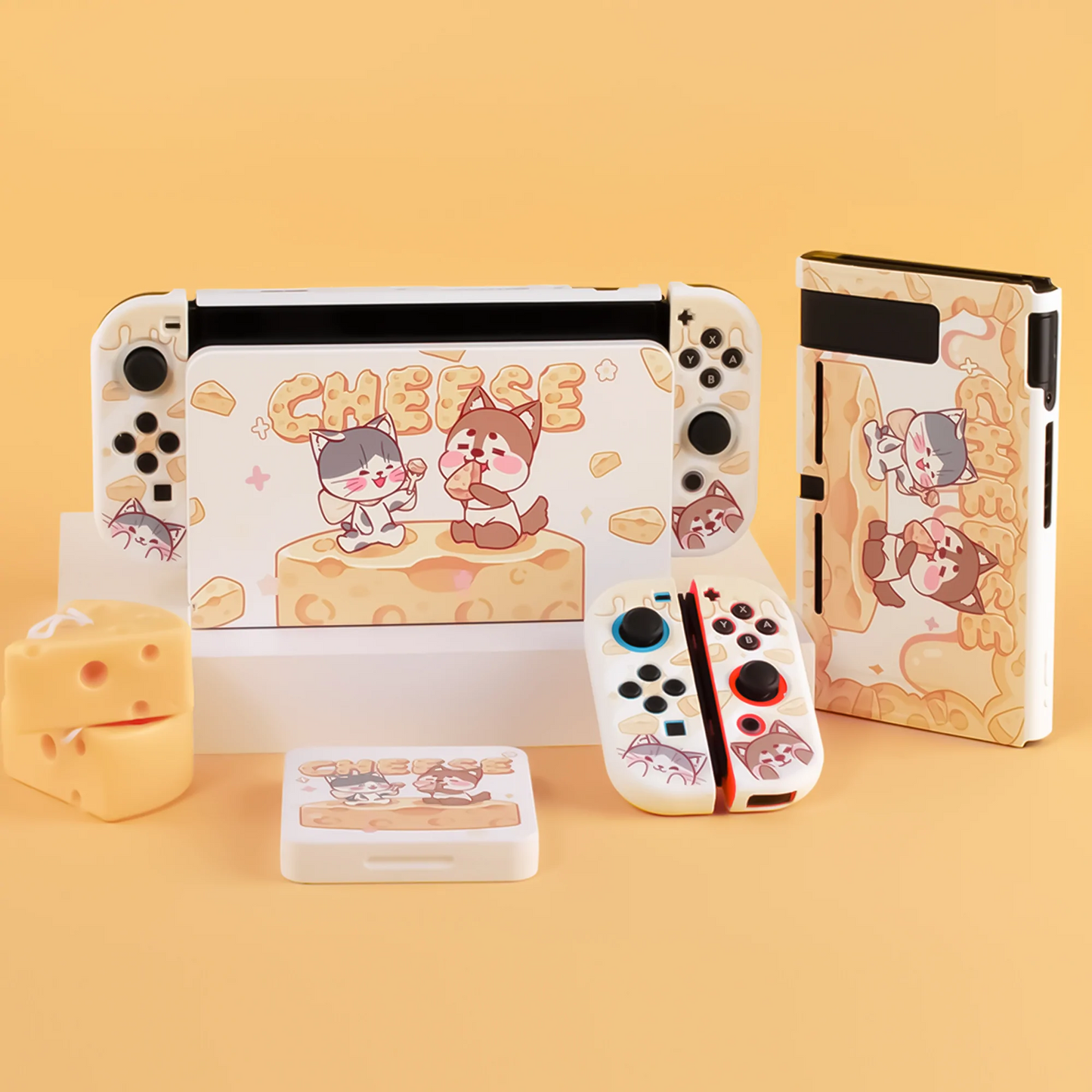 BlingKiyo Cheese Cat Dog Nintendo Switch/Oled Protective Shell